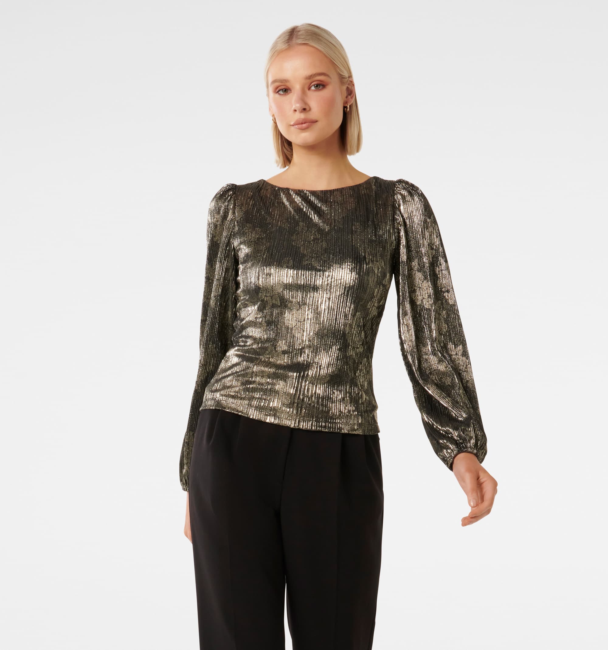 Gabriella Boat Neck Metallic P