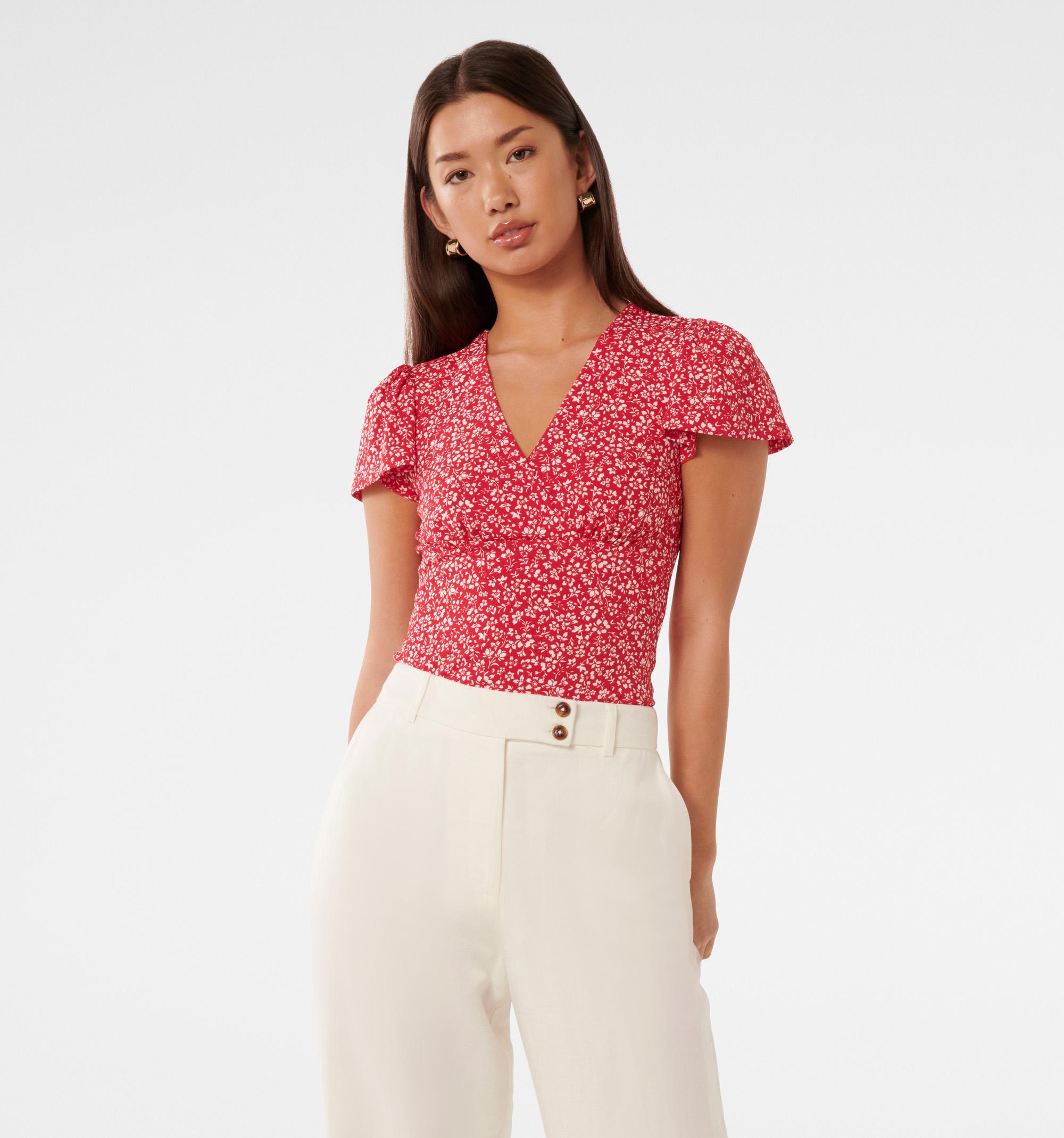 Lulu Printed Flutter Sleeve To