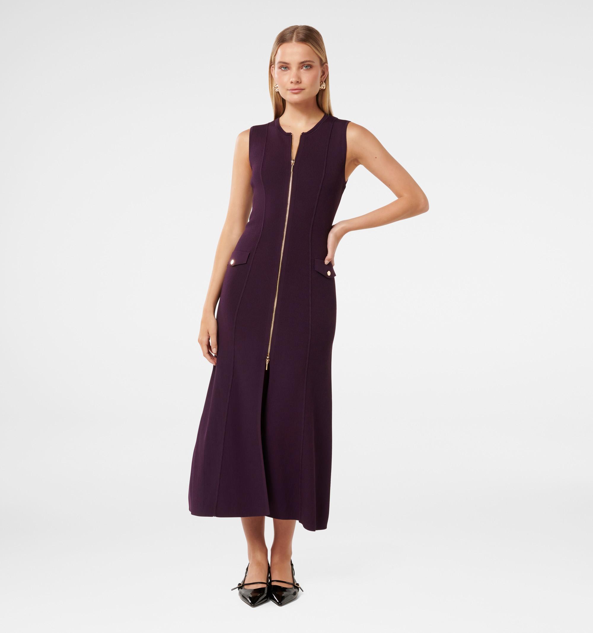 Maddie Zip Detail Midi Dress