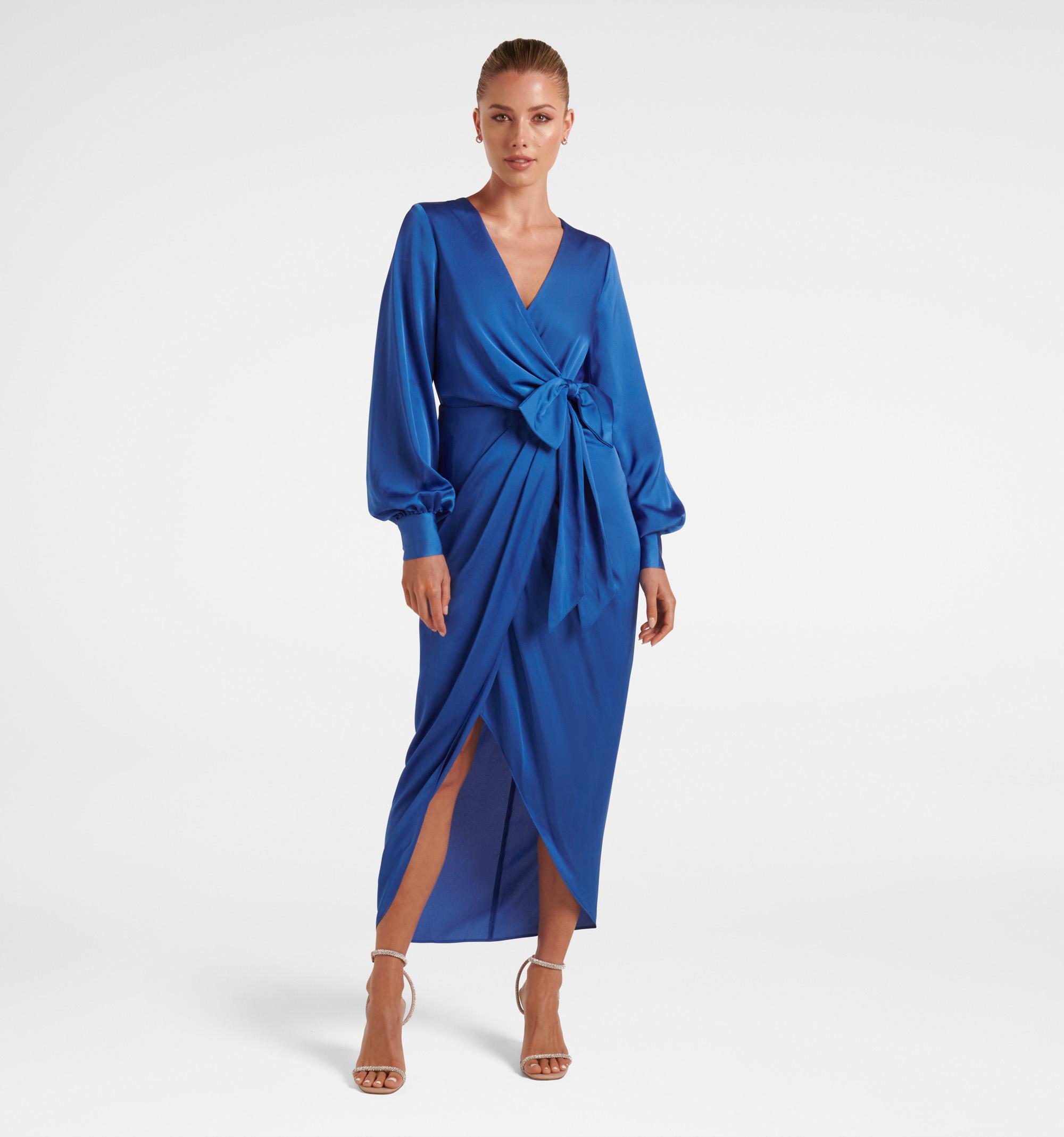 Mirella Wrap Satin Midi Dress