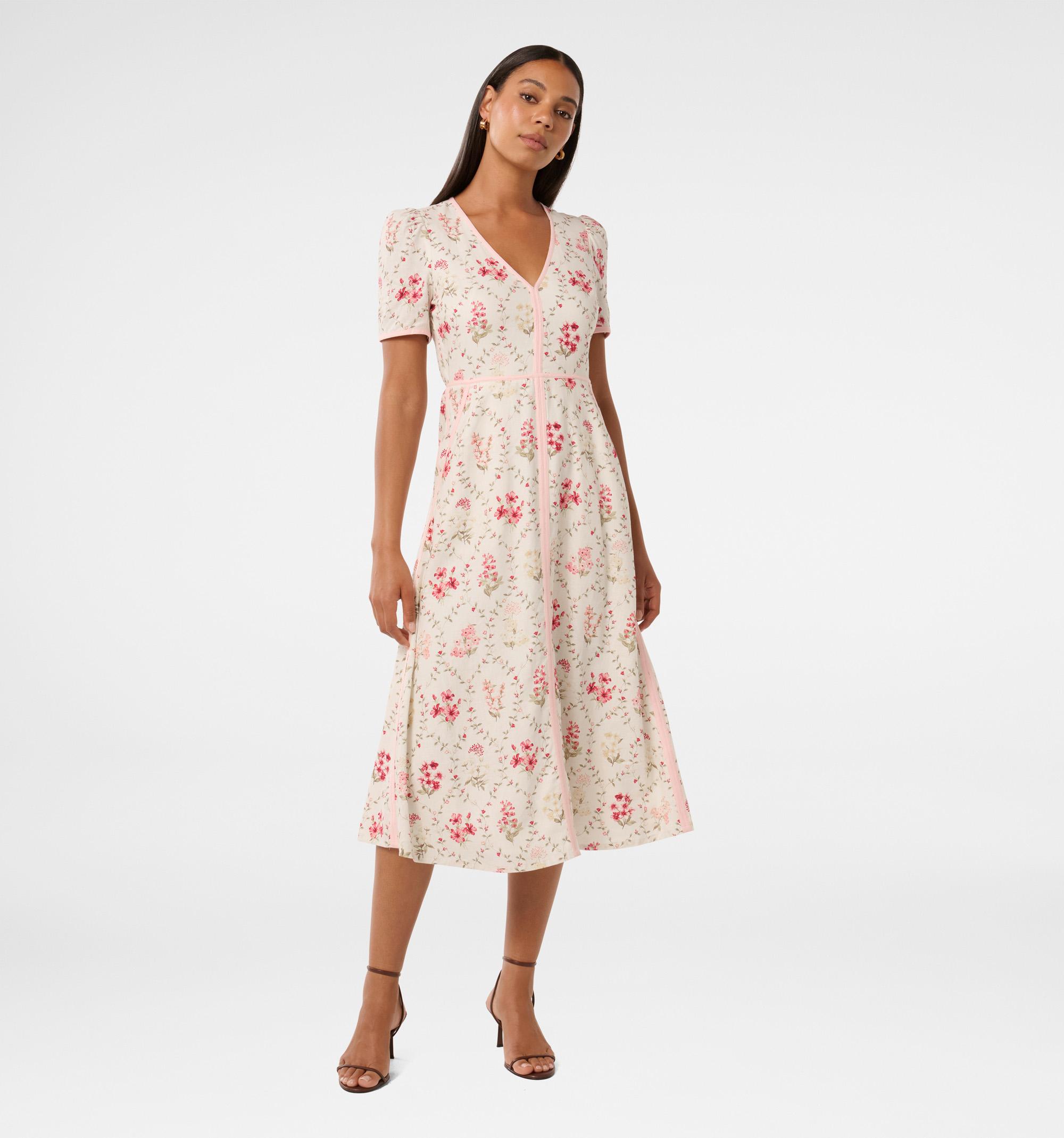 Sabrina Printed Linen Midi Dre