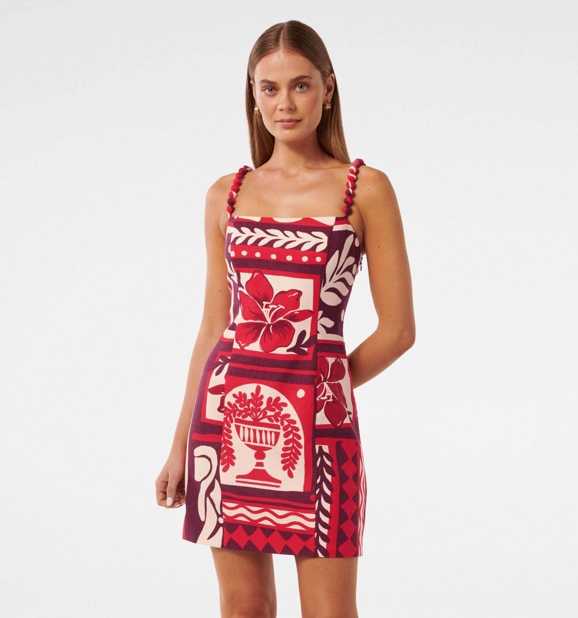 Sasha Strappy Printed Linen Mi