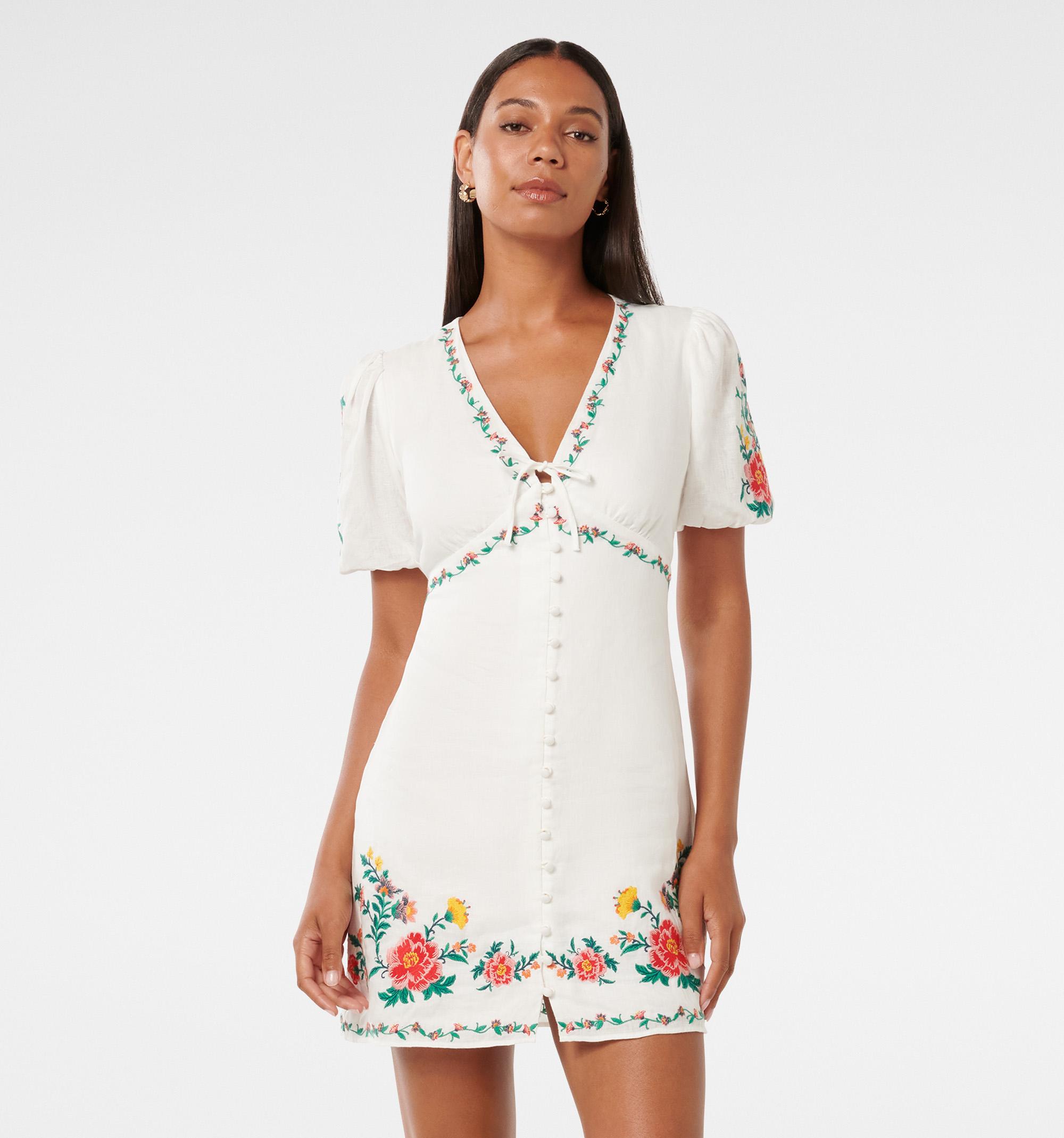 Veanne Embroidered Mini Dress